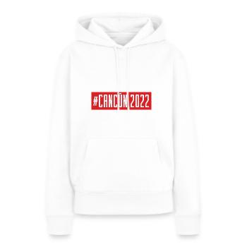 Cancun 2022 - Sweat à capuche Premium bio Femme - blanc - Devant - Julia (174cm)