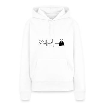 Nageoires de plongée à cœur pulsé - Sweat à capuche Premium bio Femme - blanc - Devant - Julia (174cm)