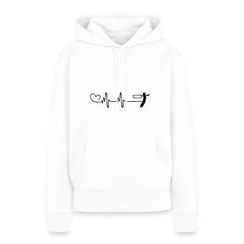 Rasieren Barber Puls Herz Liebe - Frauen Premium Bio Hoodie - Weiß - Vorne - Julia (174cm)