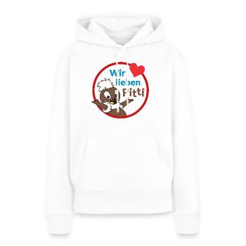 Pittiplatsch Wir lieben Pitti - Frauen Premium Bio Hoodie - Weiß - Vorne - Julia (174cm)