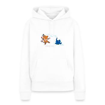 Maus und Elefant Schneeballschlacht - Frauen Premium Bio Hoodie - Weiß - Vorne - Julia (174cm)
