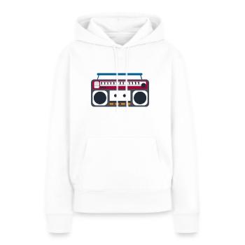 radio - Sweat à capuche Premium bio Femme - blanc - Devant - Julia (174cm)