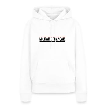militaire Français cadeau armée Française - Sweat à capuche Premium bio Femme - blanc - Devant - Julia (174cm)