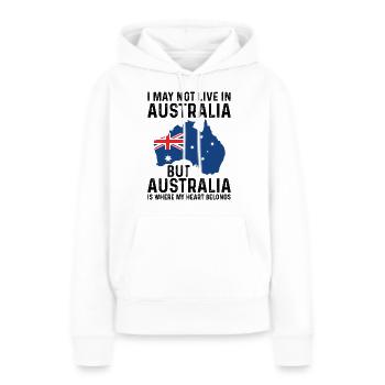 Australie Australie Australie Vacances Australie - Sweat à capuche Premium bio Femme - blanc - Devant - Julia (174cm)