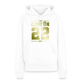 Cancun 22 - Sweat à capuche Premium bio Femme - blanc - Devant - Julia (174cm)