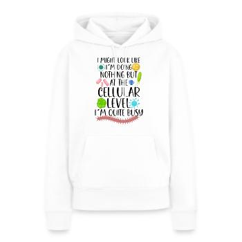 Microbiologiste Laboratoire de microbiologie Staphylocoque Biologie - Sweat à capuche Premium bio Femme - blanc - Devant - Julia (174cm)