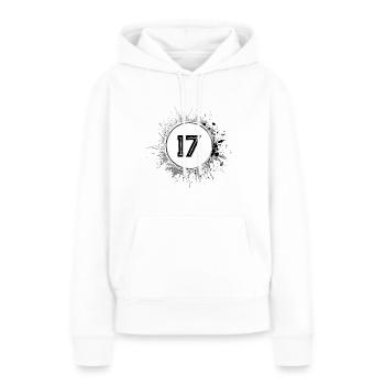 17 Nombre d’objets blob - Sweat à capuche Premium bio Femme - blanc - Devant - Julia (174cm)