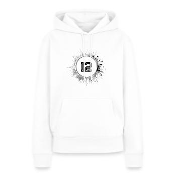 12 Nombre d’objets blob - Sweat à capuche Premium bio Femme - blanc - Devant - Julia (174cm)