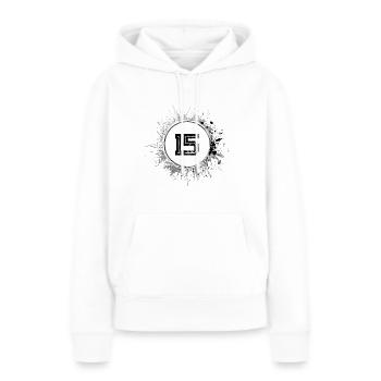 15 Nombre d’objets blob - Sweat à capuche Premium bio Femme - blanc - Devant - Julia (174cm)