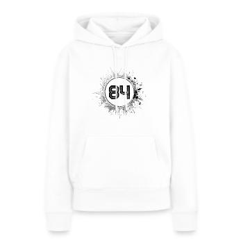 84 Nombre d’objets blob - Sweat à capuche Premium bio Femme - blanc - Devant - Julia (174cm)