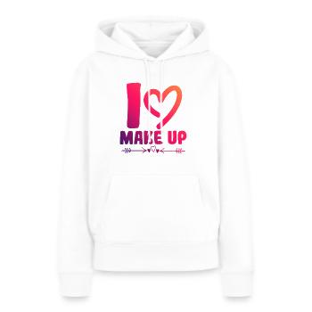 J’adore le maquillage - Sweat à capuche Premium bio Femme - blanc - Devant - Julia (174cm)