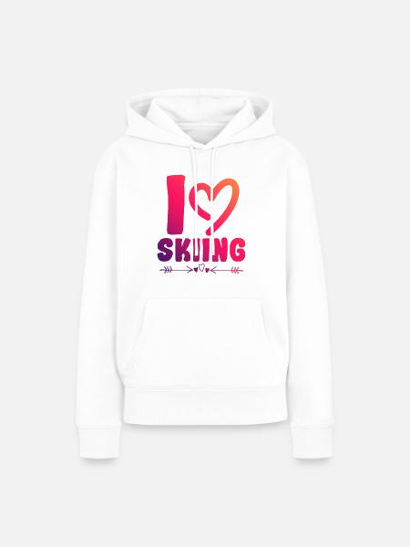 Ich liebe Skiing - Frauen Premium Bio Hoodie - Weiß