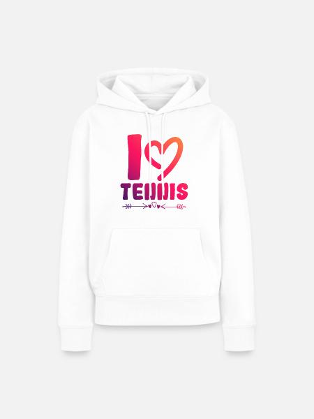 Ich liebe Tennis - Frauen Premium Bio Hoodie - Weiß