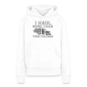 Camionneur Camionnage Cadeau Camionneur - Sweat à capuche Premium bio Femme - blanc - Devant - Julia (174cm)