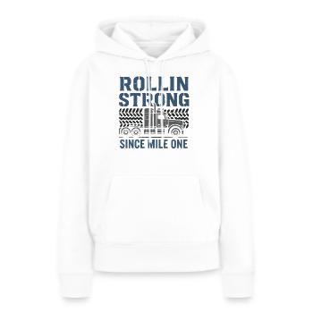 Camionneur Camionnage Cadeau Camionneur - Sweat à capuche Premium bio Femme - blanc - Devant - Julia (174cm)