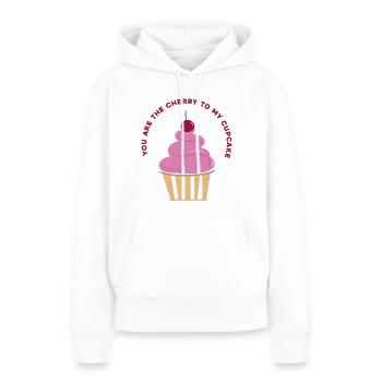 Cupcake - Vous êtes mes cerises - Déclaration d'amour - Sweat à capuche Premium bio Femme - blanc - Devant - Julia (174cm)