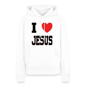 I Love Jesus Herz - Frauen Premium Bio Hoodie - Weiß - Vorne - Julia (174cm)
