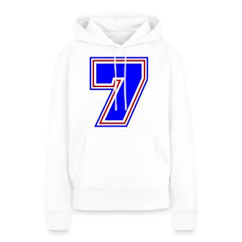 7 Numéro de numéro - Sweat à capuche Premium bio Femme - blanc - Devant - Julia (174cm)