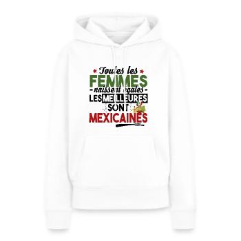 Mexicaine Mexique Femme Cadeau Espagnol Humour - Sweat à capuche Premium bio Femme - blanc - Devant - Julia (174cm)