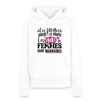 Marraine Filleul Filleul Femme Cadeau Fillette - Sweat à capuche Premium bio Femme - blanc - Devant - Julia (174cm)