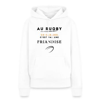 AU RUGBY CARAMEL FRIANDISE - Sweat à capuche Premium bio Femme - blanc - Devant - Julia (174cm)