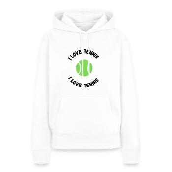 I love tennis - Sweat à capuche Premium bio Femme - blanc - Devant - Julia (174cm)