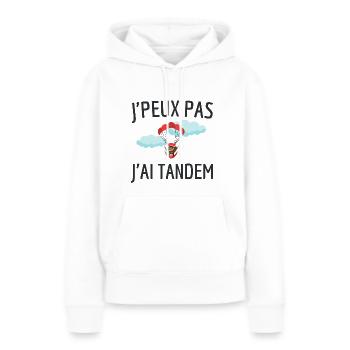 Je peux pas j'ai tandem humour parachute skydiving - Sweat à capuche Premium bio Femme - blanc - Devant - Julia (174cm)