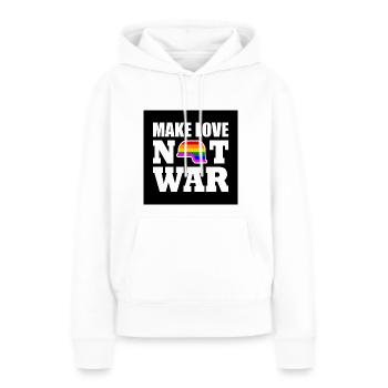 Make love not war - Sweat à capuche Premium bio Femme - blanc - Devant - Julia (174cm)