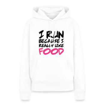 Run - Sweat à capuche Premium bio Femme - blanc - Devant - Julia (174cm)
