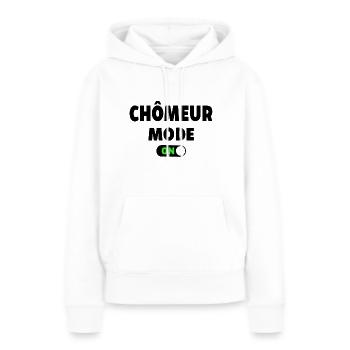 CHÔMEUR MODE ON - Sweat à capuche Premium bio Femme - blanc - Devant - Julia (174cm)