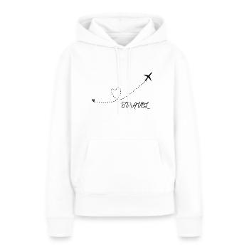 Travel - Voyage - Sweat à capuche Premium bio Femme - blanc - Devant - Julia (174cm)
