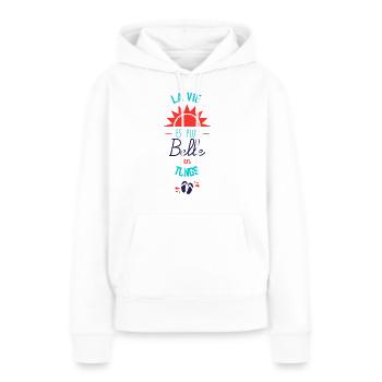 En tong - Sweat à capuche Premium bio Femme - blanc - Devant - Julia (174cm)