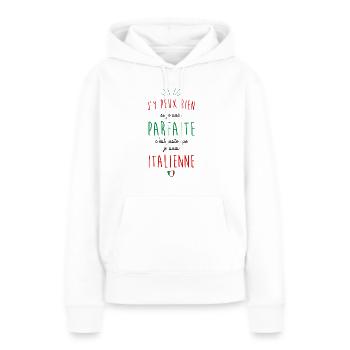 Je suis italienne - Sweat à capuche Premium bio Femme - blanc - Devant - Julia (174cm)