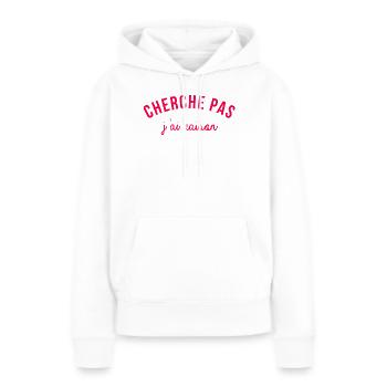 J'ai raison - Sweat à capuche Premium bio Femme - blanc - Devant - Julia (174cm)