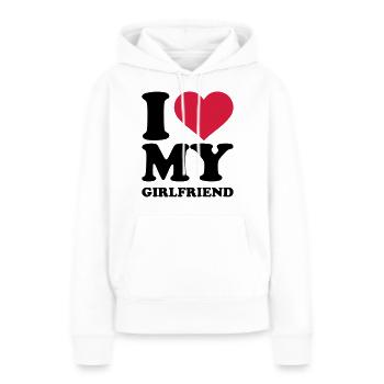 I love my girlfriend - Frauen Premium Bio Hoodie - Weiß - Vorne - Julia (174cm)