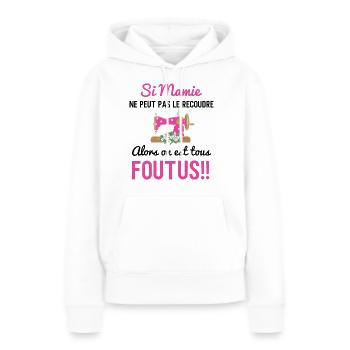 Si mamie ne peut pas le recoudre humour couture - Sweat à capuche Premium bio Femme - blanc - Devant - Julia (174cm)
