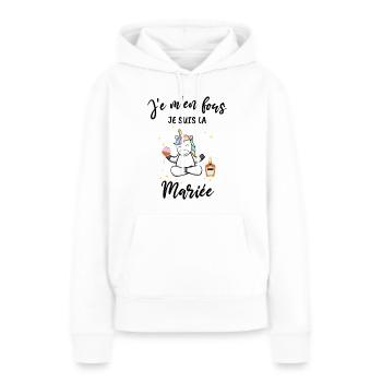 je suis la mariée tee shirt evjf humour - Sweat à capuche Premium bio Femme - blanc - Devant - Julia (174cm)