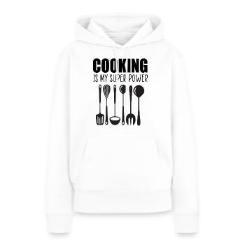 Cuisiner est ma citation drôle de super pouvoir - Sweat à capuche Premium bio Femme - blanc - Devant - Julia (174cm)