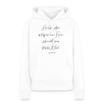 Frau mit Katze Spruch Katzenliebhaberin - Frauen Premium Bio Hoodie - Weiß - Vorne - Julia (174cm)