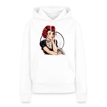 Pin up des années 60 - Sweat à capuche Premium bio Femme - blanc - Devant - Julia (174cm)