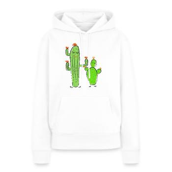 Deux cactus - Sweat à capuche Premium bio Femme - blanc - Devant - Julia (174cm)