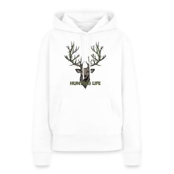 Hunting Elch mit Geweih - Frauen Premium Bio Hoodie - Weiß - Vorne - Julia (174cm)