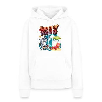 « Sensation d’été » - Sweat à capuche Premium bio Femme - blanc - Devant - Julia (174cm)