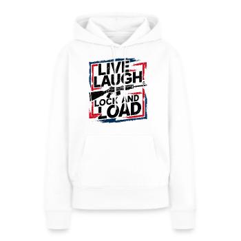 Power for Women - « Live Laugh Lock And Load » - Sweat à capuche Premium bio Femme - blanc - Devant - Julia (174cm)