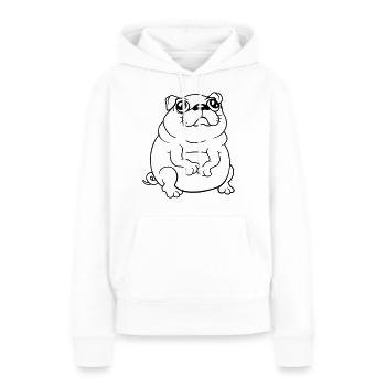 Mops Hund Sitzt Klein Betteln Dick Guckt Traurig - Frauen Premium Bio Hoodie - Weiß - Vorne - Julia (174cm)