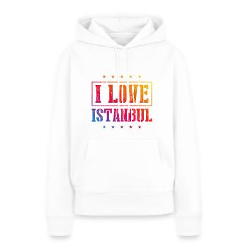 J’adore Istanbul - Sweat à capuche Premium bio Femme - blanc - Devant - Julia (174cm)