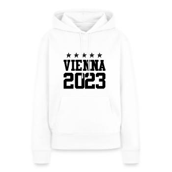 Vienne 2023 Vienne - Sweat à capuche Premium bio Femme - blanc - Devant - Julia (174cm)