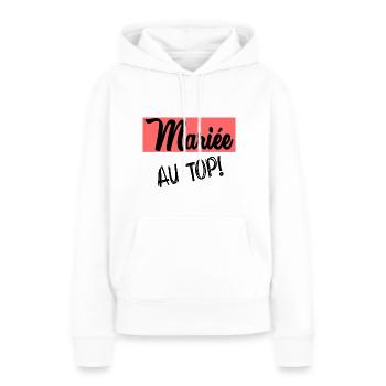 MARIEE. FUTURE MARIEE - Sweat à capuche Premium bio Femme - blanc - Devant - Julia (174cm)