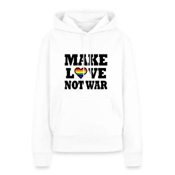 Make love not war - Sweat à capuche Premium bio Femme - blanc - Devant - Julia (174cm)