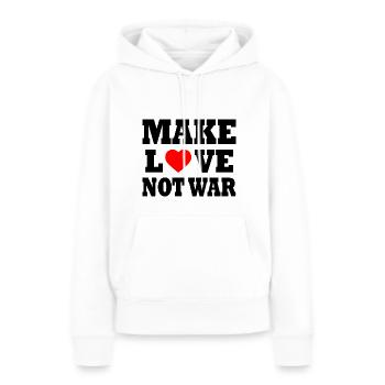 Make love not war - Sweat à capuche Premium bio Femme - blanc - Devant - Julia (174cm)